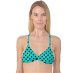 Polka Dots - Black on Turquoise Reversible Tri Bikini Top
