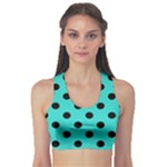 Polka Dots - Black on Turquoise Women s Sports Bra