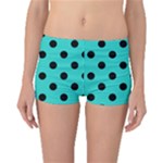 Polka Dots - Black on Turquoise Boyleg Bikini Bottoms