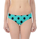 Polka Dots - Black on Turquoise Hipster Bikini Bottoms