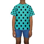 Polka Dots - Black on Turquoise Kid s Short Sleeve Swimwear