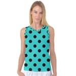 Polka Dots - Black on Turquoise Women s Basketball Tank Top