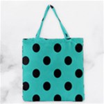 Polka Dots - Black on Turquoise Grocery Tote Bag