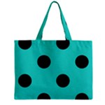 Polka Dots - Black on Turquoise Zipper Mini Tote Bag