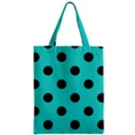 Polka Dots - Black on Turquoise Zipper Classic Tote Bag