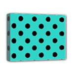 Polka Dots - Black on Turquoise Deluxe Canvas 14  x 11  (Stretched)
