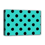 Polka Dots - Black on Turquoise Deluxe Canvas 18  x 12  (Stretched)