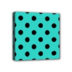 Polka Dots - Black on Turquoise Mini Canvas 4  x 4  (Stretched)