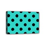 Polka Dots - Black on Turquoise Mini Canvas 6  x 4  (Stretched)