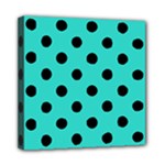 Polka Dots - Black on Turquoise Mini Canvas 8  x 8  (Stretched)