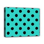 Polka Dots - Black on Turquoise Canvas 10  x 8  (Stretched)