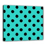 Polka Dots - Black on Turquoise Canvas 24  x 20  (Stretched)