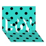 Polka Dots - Black on Turquoise BOY 3D Greeting Card (7x5)
