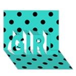 Polka Dots - Black on Turquoise GIRL 3D Greeting Card (7x5)