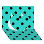 Polka Dots - Black on Turquoise Heart 3D Greeting Card (7x5)