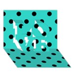 Polka Dots - Black on Turquoise LOVE 3D Greeting Card (7x5)
