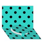 Polka Dots - Black on Turquoise Circle Bottom 3D Greeting Card (7x5)