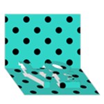 Polka Dots - Black on Turquoise LOVE Bottom 3D Greeting Card (7x5)