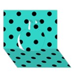 Polka Dots - Black on Turquoise Apple 3D Greeting Card (7x5)