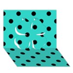 Polka Dots - Black on Turquoise Clover 3D Greeting Card (7x5)