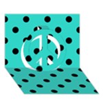 Polka Dots - Black on Turquoise Peace Sign 3D Greeting Card (7x5)