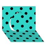 Polka Dots - Black on Turquoise Circle 3D Greeting Card (7x5)