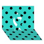 Polka Dots - Black on Turquoise Ribbon 3D Greeting Card (7x5)