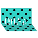 Polka Dots - Black on Turquoise HUGS 3D Greeting Card (8x4)