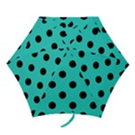 Polka Dots - Black on Turquoise Mini Umbrella
