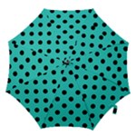 Polka Dots - Black on Turquoise Hook Handle Umbrella (Large)