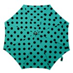 Polka Dots - Black on Turquoise Hook Handle Umbrella (Small)