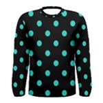 Polka Dots - Turquoise on Black Men s Long Sleeve T-shirt