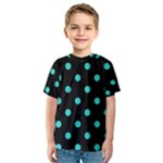 Polka Dots - Turquoise on Black Kid s Sport Mesh Tee