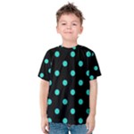 Polka Dots - Turquoise on Black Kid s Cotton Tee