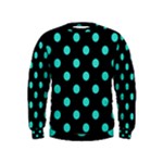 Polka Dots - Turquoise on Black Kid s Sweatshirt