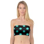 Polka Dots - Turquoise on Black Bandeau Top