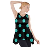 Polka Dots - Turquoise on Black Side Drop Tank Tunic