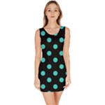 Polka Dots - Turquoise on Black Bodycon Dress