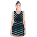 Polka Dots - Turquoise on Black Scoop Neck Skater Dress