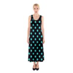 Polka Dots - Turquoise on Black Full Print Maxi Dress
