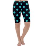 Polka Dots - Turquoise on Black Cropped Leggings