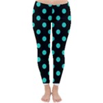 Polka Dots - Turquoise on Black Winter Leggings