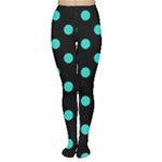 Polka Dots - Turquoise on Black Women s Tights
