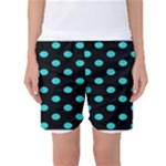 Polka Dots - Turquoise on Black Women s Basketball Shorts