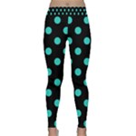 Polka Dots - Turquoise on Black Yoga Leggings