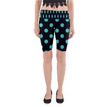 Polka Dots - Turquoise on Black Yoga Cropped Leggings