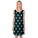 Polka Dots - Turquoise on Black Sleeveless Satin Nightdress