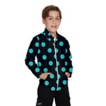 Polka Dots - Turquoise on Black Wind Breaker (Kids)