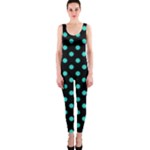 Polka Dots - Turquoise on Black OnePiece Catsuit