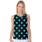 Polka Dots - Turquoise on Black Women s Basketball Tank Top
